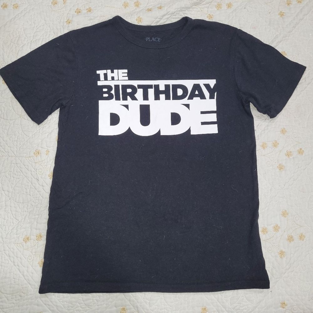 The Children Place Size Large Black & White 'Birthday Dude' Tee